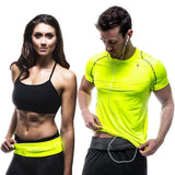 Runners wearing yellow and carbon FlipBelts